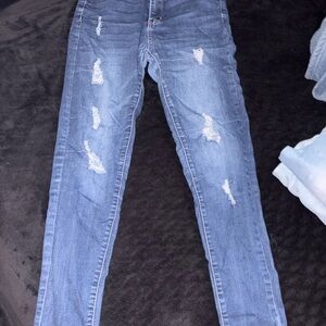 Wax Jean Blue Skinny Distressed Jeans